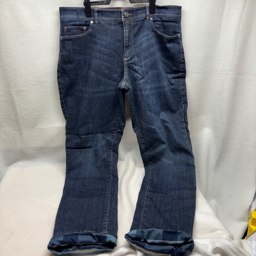 L.L.Bean Women's Jeans Size 14‎ Regular Flannel Lined Blue Denim Warm Winter